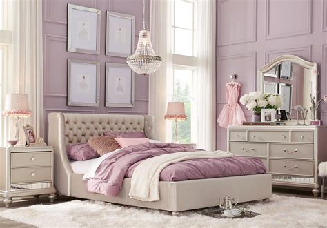 Kids Petit Paris Champagne 5 Pc Twin Bedroom With Upholstered Bed