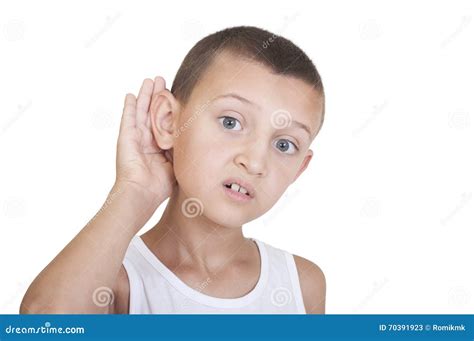 Boy Put His Hand To His Ear Stock Image Image Of Isolated Curiosity