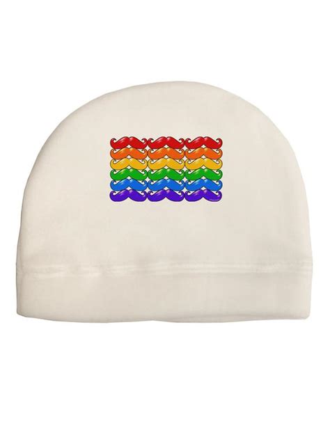 Rainbow Mustaches Gay Pride Flag Adult Fleece Beanie Cap Hat Davson Sales