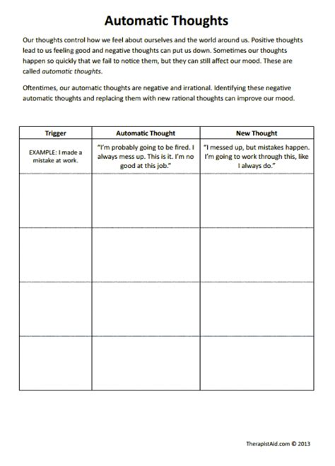 Worksheet Positive Reframing Examples