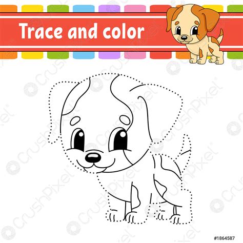 Dog Trace Line Worksheet For Kids