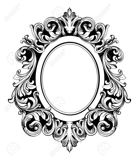 Baroque Mirror Round Frame Vector French Luxury Rich Intricate