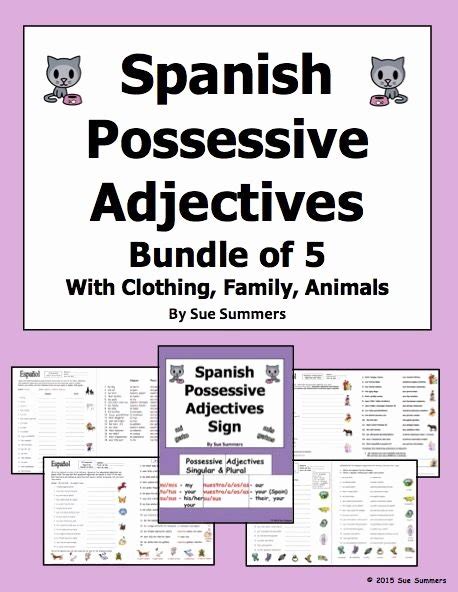 Possessive Adjective Spanish Worksheet