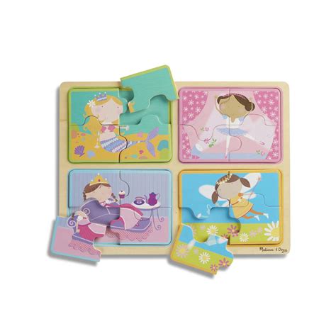 Melissa And Doug Natural Play Wooden Puzzle Little Princesses Four 4