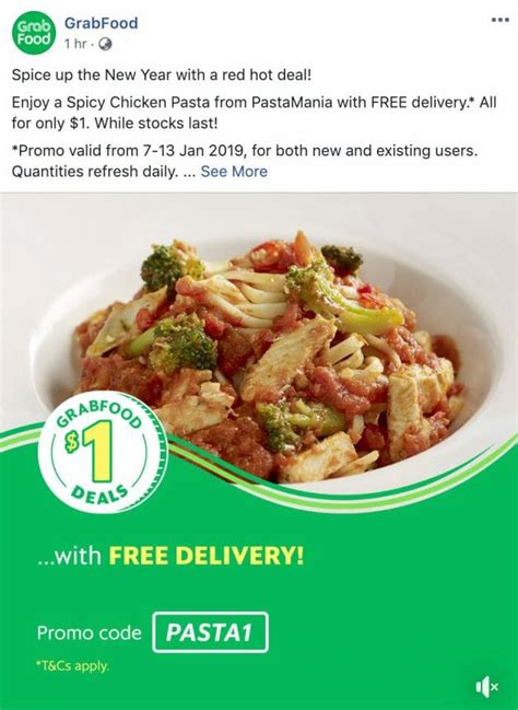30% off (2 days ago) give in to cravings and head over to the app and order some delicious food now, and use our grabfood malaysia promo code in 2020 for an additional discount! Pay only $1 for Spicy Chicken Pasta from PastaMania with ...