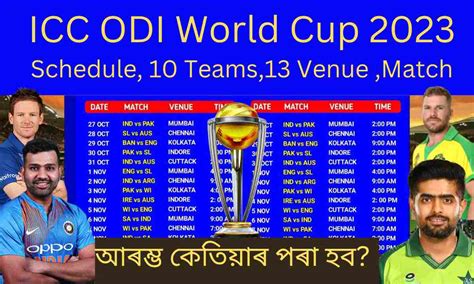 Icc Odi World Cup 2023 কত Venue Schedule And Team