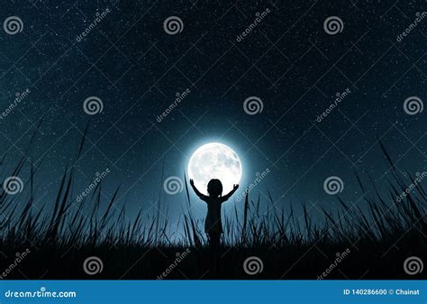 Girl Holding The Moon Stock Illustration Illustration Of Calm 140286600