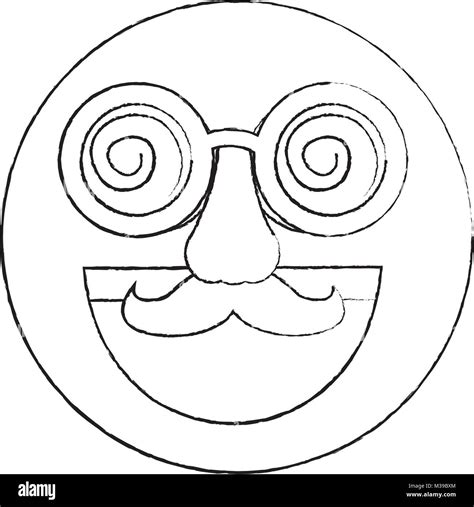 Fake Smile Emoticon With Mustache And Silly Glasses Stock Vector Image