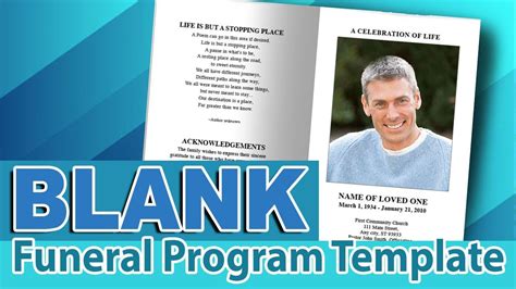 Blank Funeral Program Template Addictionary