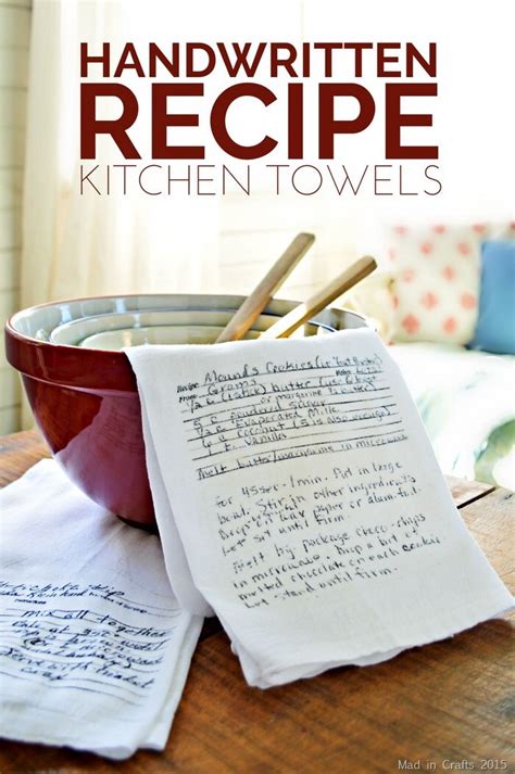 Diy Handwritten Recipe Kitchen Towels Creative Birthday Ideas Birthday