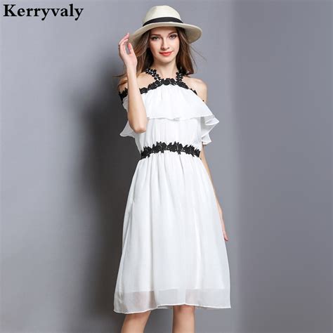 Buy Off Shoulder Strapless Sexy White Lace Dress Women Chiffon Summer Dress