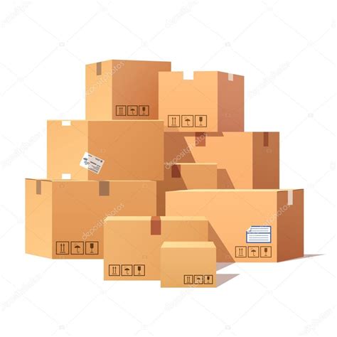 Pile Of Stacked Sealed Goods Cardboard Boxes Flat Style Vector