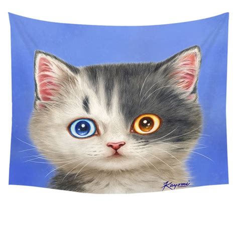 Buy Black And White Beautiful Kitten Cat Tapestry Mydeal