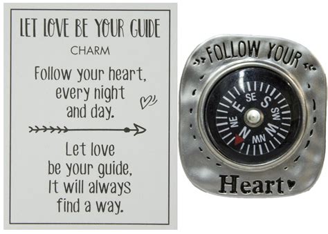 Let Love Be Your Guide Compass Pocket Charm With Story Card Follow