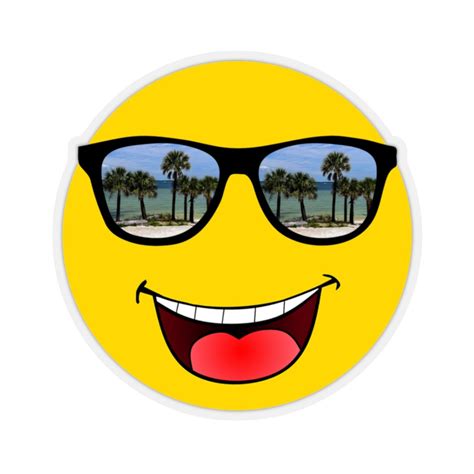 Sticker: Smiley Face Emoji with Palm Tree Sunglasses | Etsy