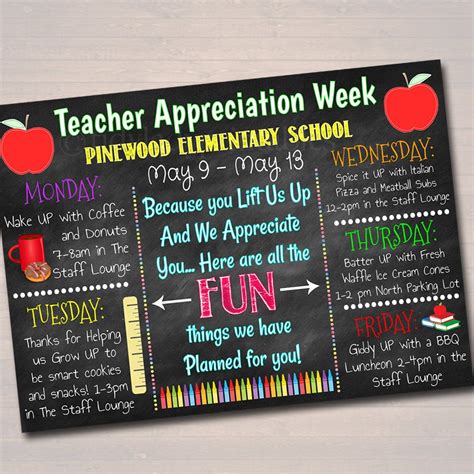 Teacher Appreciation Week Itinerary Poster File Appreciation Week