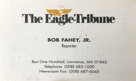 Robert Fahey Eagle-Tribune business card – Burlington Retro