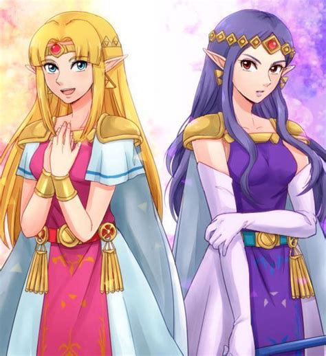Hyrule Zelda And Lorule Hilda Legend Of Zelda Princess Zelda Zelda Art