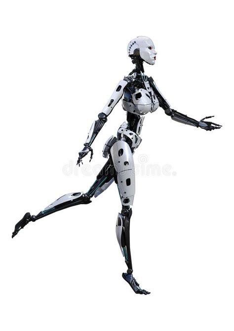 3d Rendering Female Robot On White Stock Illustration Illustration Of
