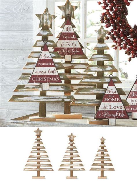 Wooden Open Slat Decorative Christmas Tree Set Of 3 Pallet Christmas