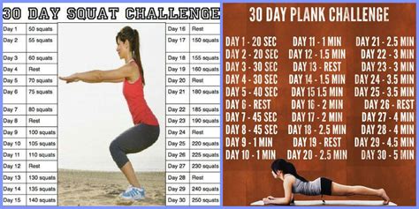 30 Day Squat/Plank Challenge | Plank challenge, 30 day squat challenge, 30 day squat
