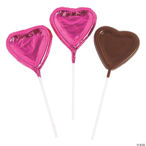 Pink Foil Wrapped Chocolate Heart Lollipops Oriental Trading