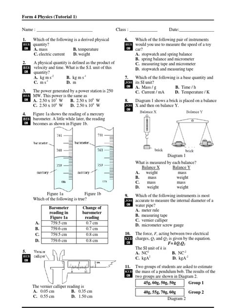 Discuss your physics questions online at www.physics4spm.com 3 forces and pressure 3.1 understanding pressure pressure is force per unit area pressure = force area p= f a 1. physics form 4 chapter 1 objective questions | Force ...