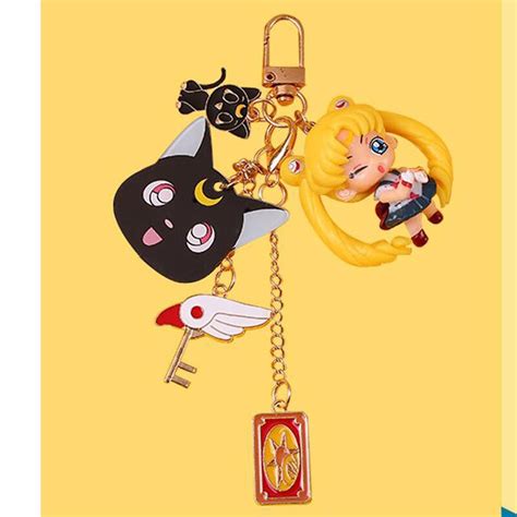 Key Chain Animated Japanese Sailor Moon Moon Cat Toy Metal Key Figure