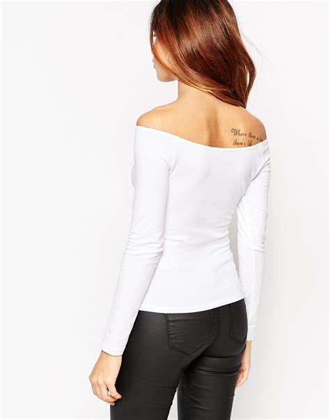 Asos The Off Shoulder Top With Long Sleeves In White Lyst