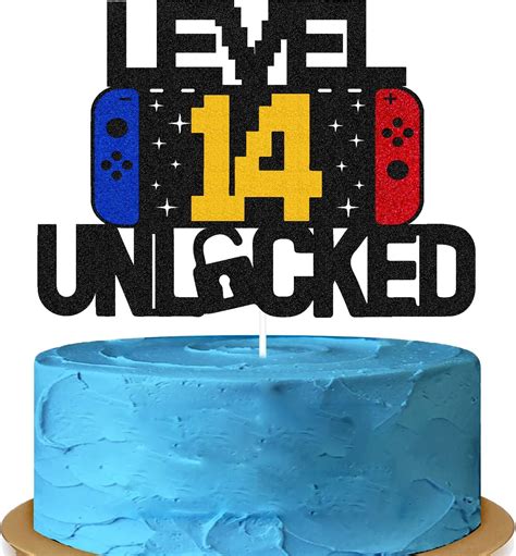 Buy Level 14th Unlocked Sign Cake Topper Happy 14th Birthday Level Up