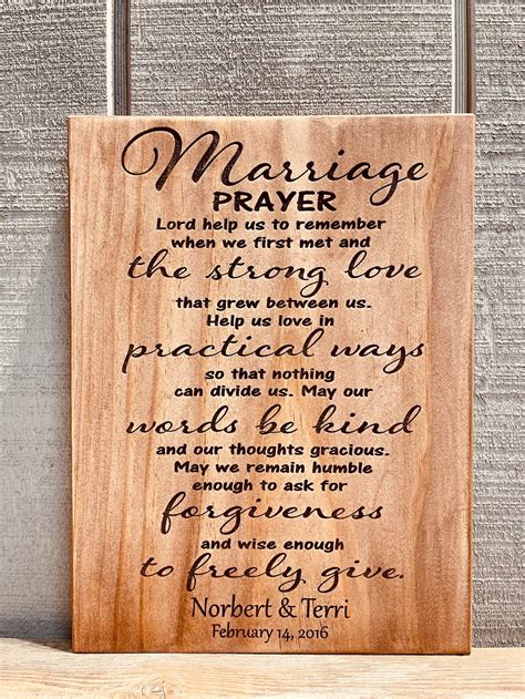 Marriage Prayer Wall Plaque Laser Engraved Personalized Custom Etsy