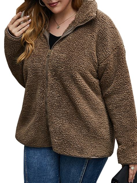 dymade women s fuzzy fleece sherpa oversize coat warm winter faux fur shearling jacket plus size