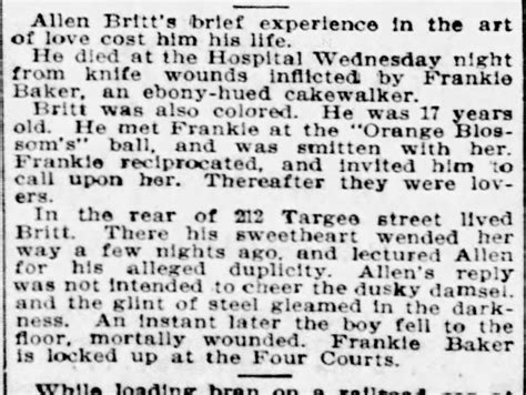 Allen Britt Murder By Frankie Baker 19 Oct 1899 P D P 16 Newspapers