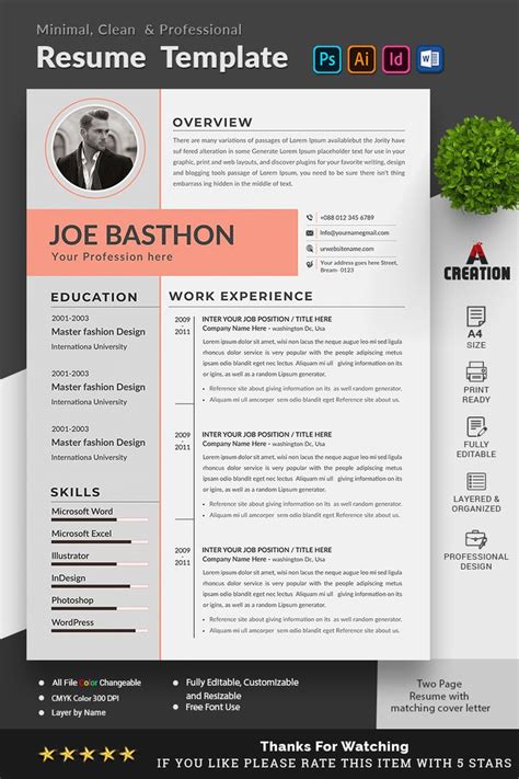 Joe Basthon Editable Resume Template Resume Template Editable Resume