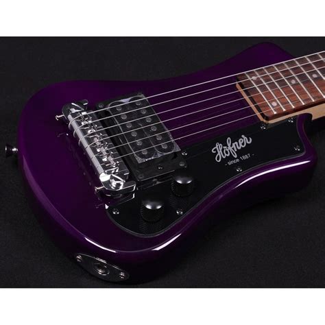 Hofner Shorty Electric Travel Guitar With Gig Bag Purple