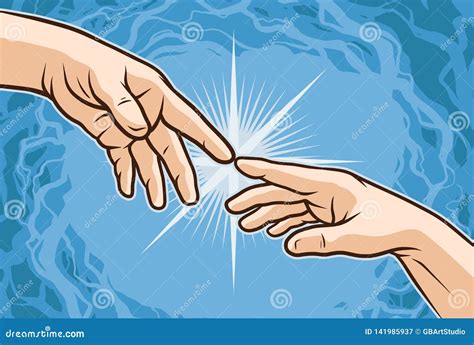Cartoon Hands Touching Each Other With Fingers Stock Vector