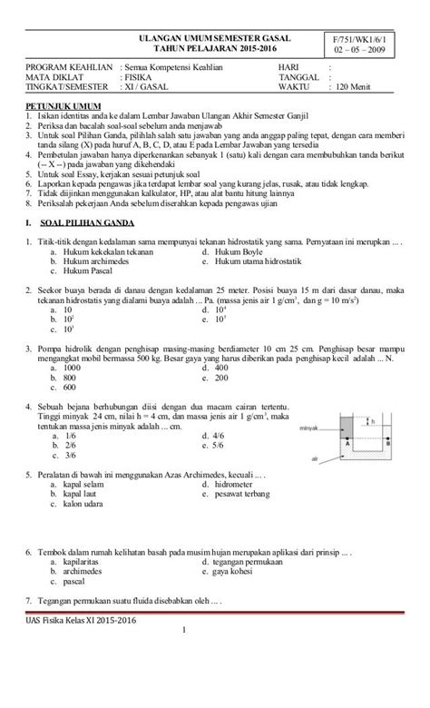 Latihan Soal Dan Pembahasan Fisika Kelas Xi Semester 2