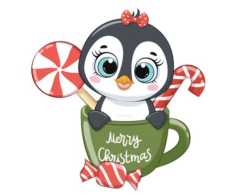 Christmas Clipart Cute Penguin Clip Art Png Eps Jpeg Etsy