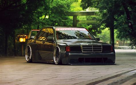 Download Wallpapers Mercedes Benz 190 W201 Tuning Stance Supercars