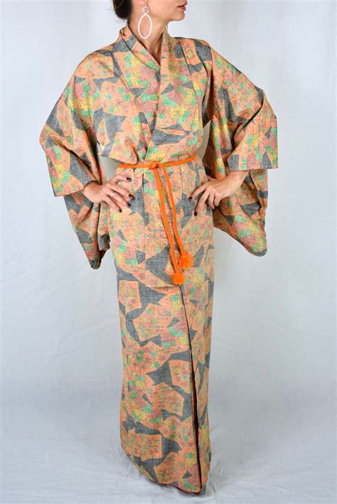 Cleaned Japanese Vintage Kimono Robe Silk With Free Obijime Belt Silk Gown Silk Robe Boho