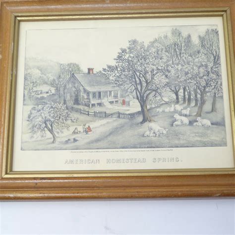 Antique Currier And Ives Lithograph American Homestead Spring Summer