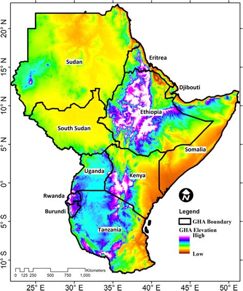 The Study Area Map Showing The Greater Horn Of Africa 21° E52° E And