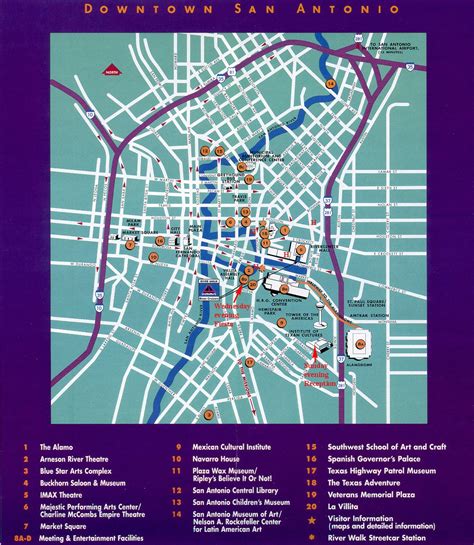 San Antonio Downtown Tourist Map San Antonio TX Mappery