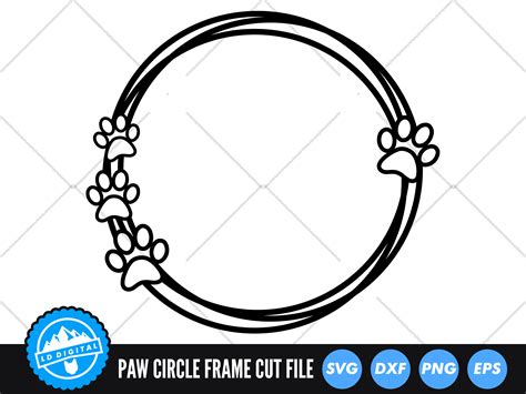 Paw Circle Frame Svg Pawprint Monogram Cut File Dog Paw Border By