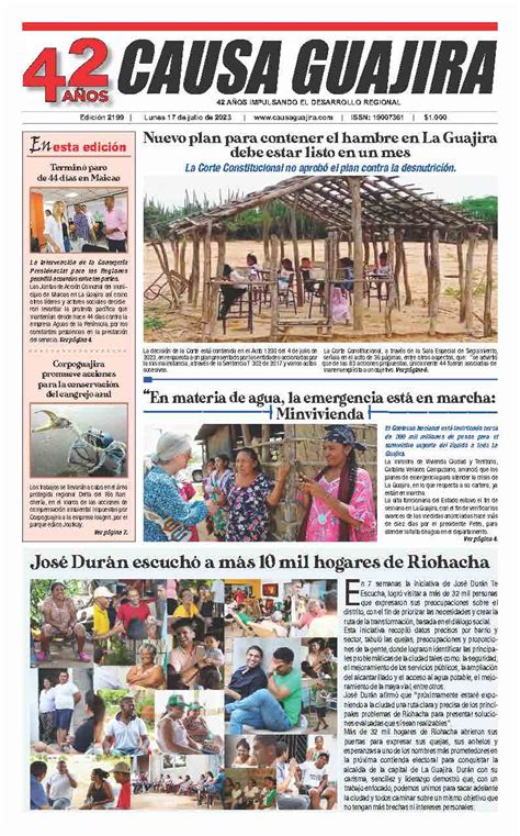 Nuestra Edición De Hoy Lunes 17 De Julio De 2023 Causa Guajira