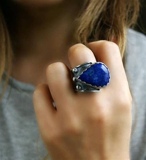 Deep Blue Magic Lapis Lazuli Sterling Silver Ring Etsy Silver
