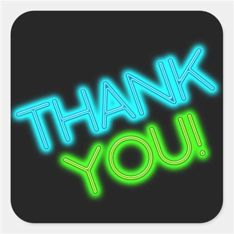 Glow In The Dark Thank You Square Sticker