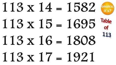 Table 113 Ka 113 Ki Pahada ११३ का पहाड़ा Multiplication Se Youtube