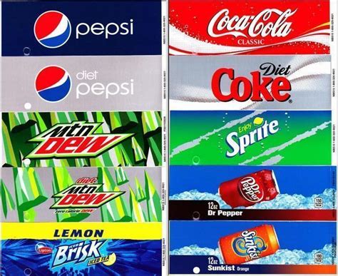 10 Large Flavor Labels Pepsi Coke Soda Vending Machine Strips Printable Soda Labels Soda