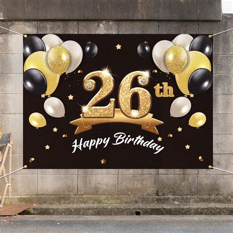 Buy Pakboom Happy 26th Birthday Banner Backdrop 26 Birthday Party Decorations Supplies For Men